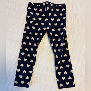 Navy Leggings with Ivory Hearts
